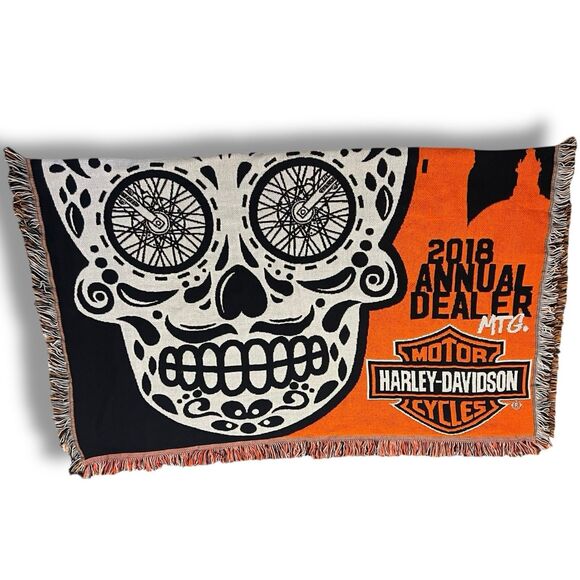 Harley Davidson Fringe Throw Blanket - Picture 8 of 9